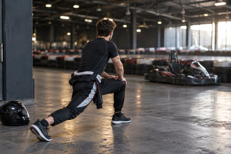 Mal de dos après une journée de karting : les étirements qui sauvent (et ceux qui aggravent)